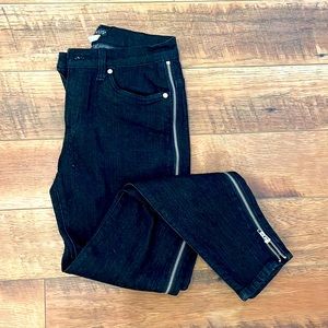 Side Zip Black Jeans